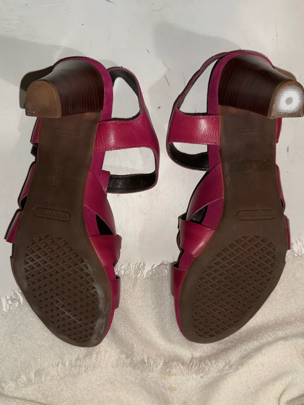 Strappy Raspberry Heeled Sandals - size 8 1/2 - Picture 4 of 5